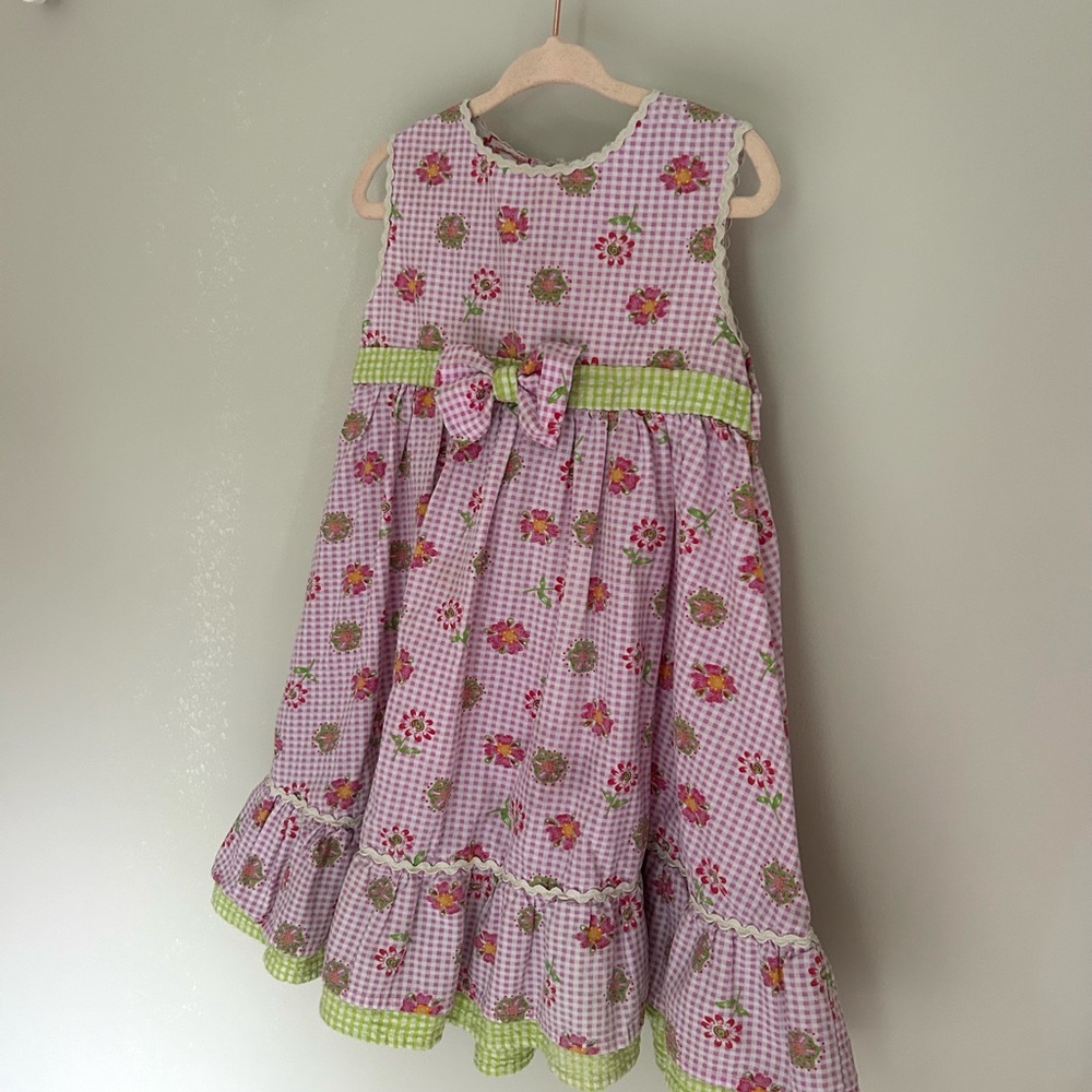 Floral Gingham Cottage Core Sleeveless Dress